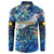 Guadeloupe Button Sweatshirt Sea Turtle Tropical Pattern