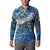 Guadeloupe Button Sweatshirt Sea Turtle Tropical Pattern