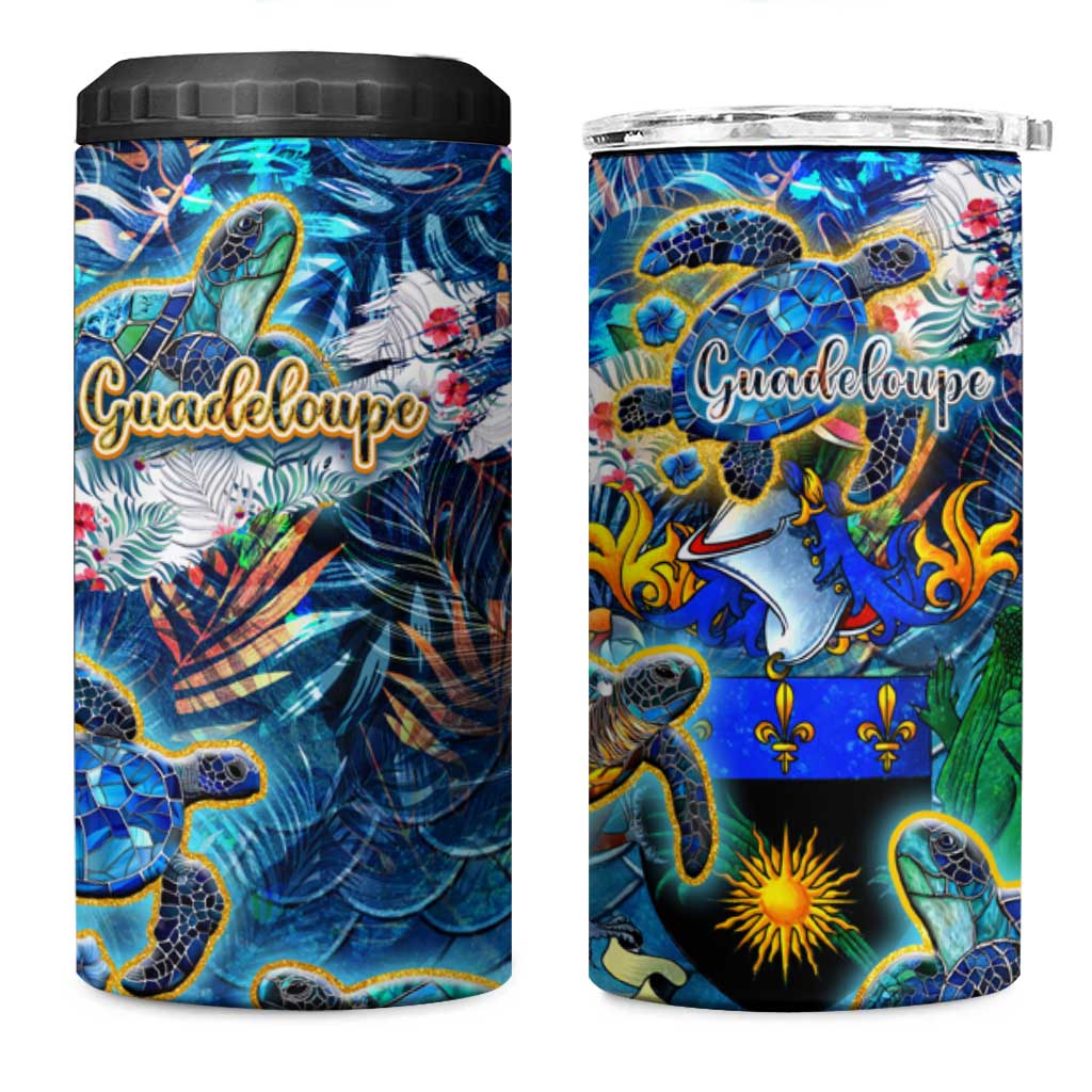 Guadeloupe 4 in 1 Can Cooler Tumbler Sea Turtle Tropical Pattern