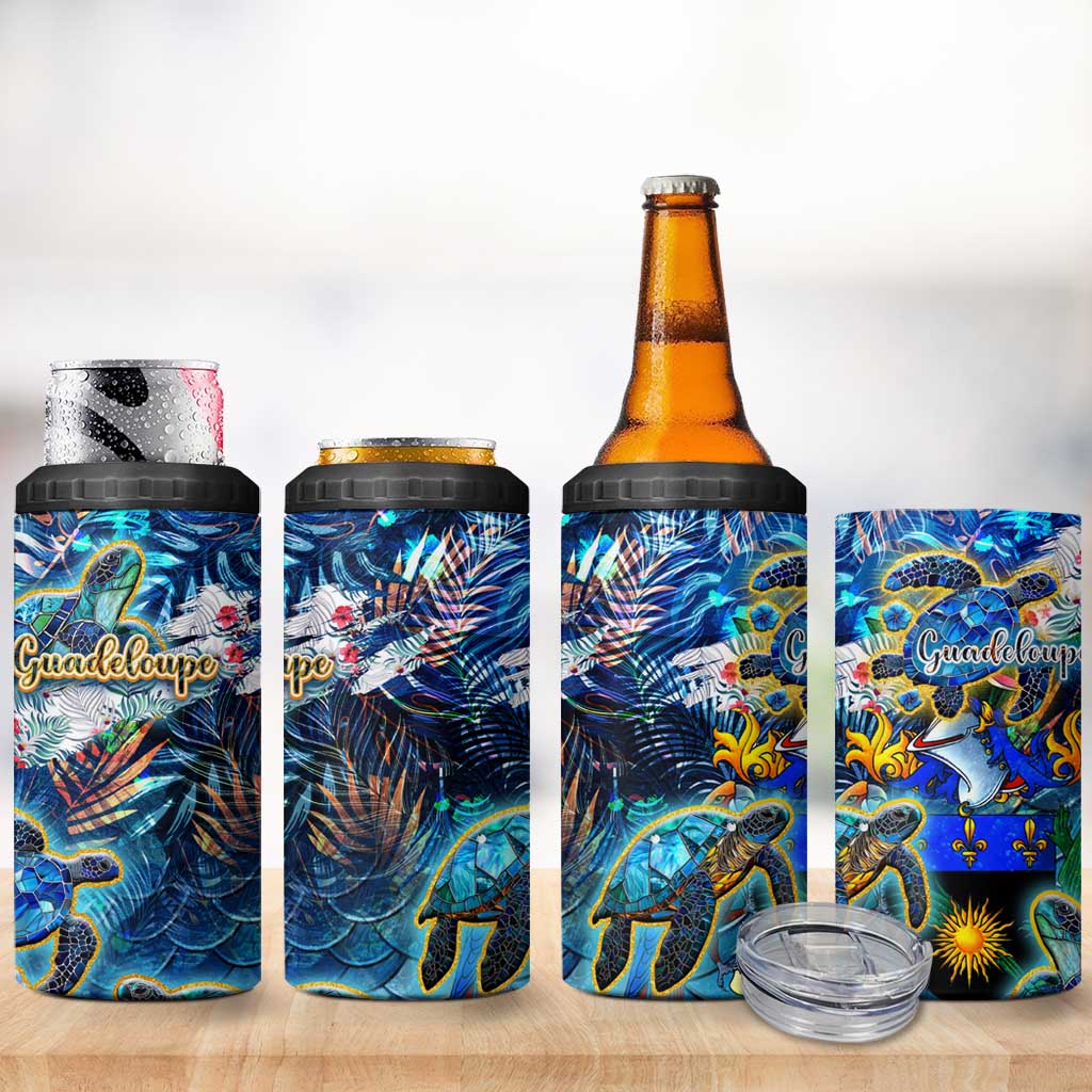 Guadeloupe 4 in 1 Can Cooler Tumbler Sea Turtle Tropical Pattern