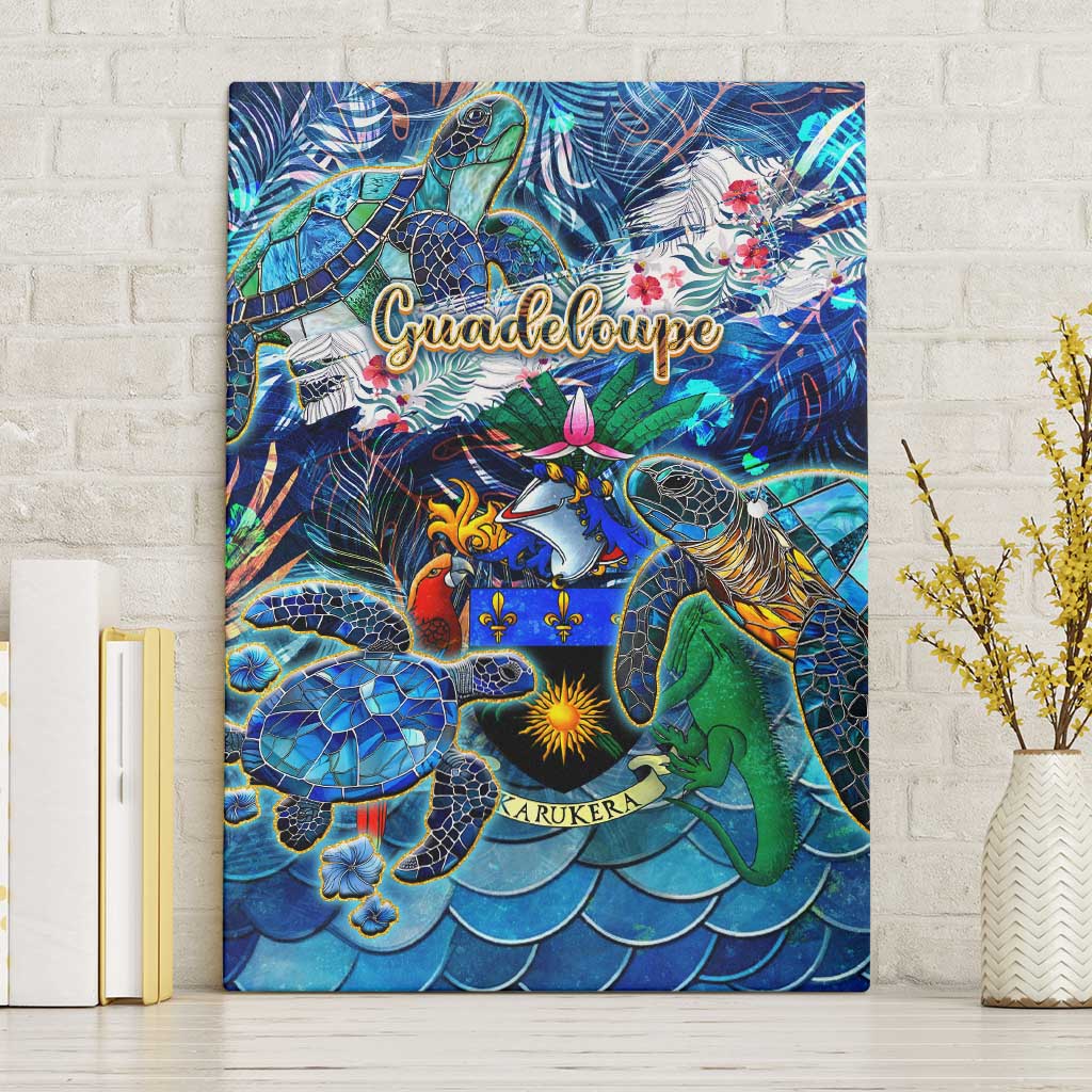 Guadeloupe Canvas Wall Art Sea Turtle Tropical Pattern