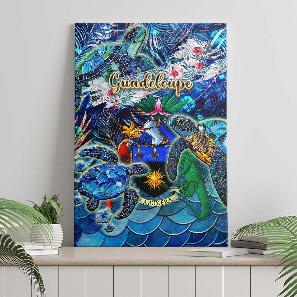 Guadeloupe Canvas Wall Art Sea Turtle Tropical Pattern