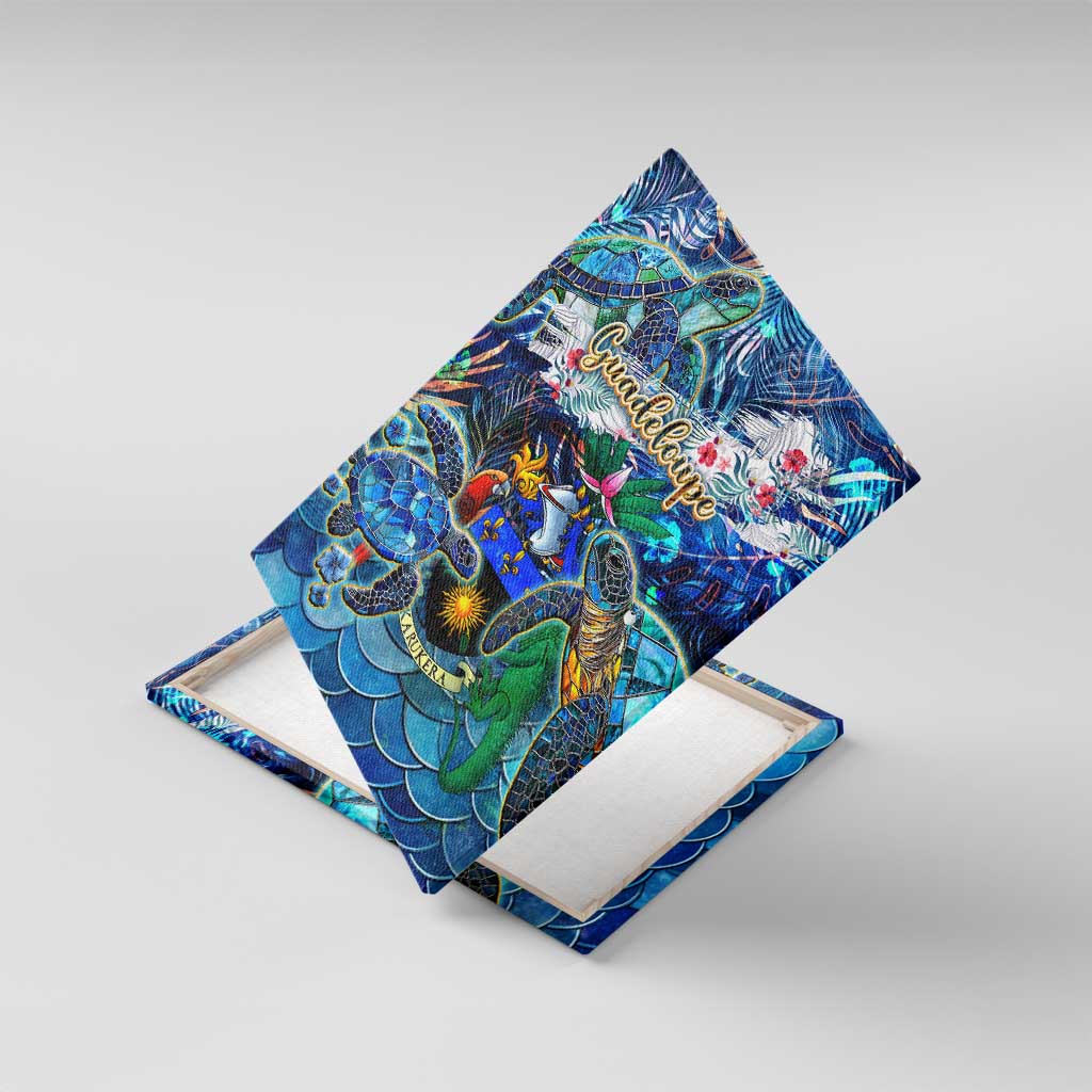 Guadeloupe Canvas Wall Art Sea Turtle Tropical Pattern
