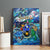Guadeloupe Canvas Wall Art Sea Turtle Tropical Pattern
