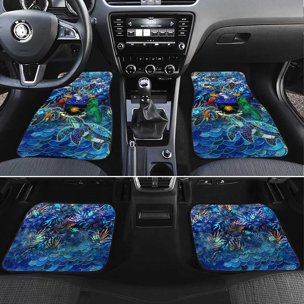 Guadeloupe Car Mats Sea Turtle Tropical Pattern