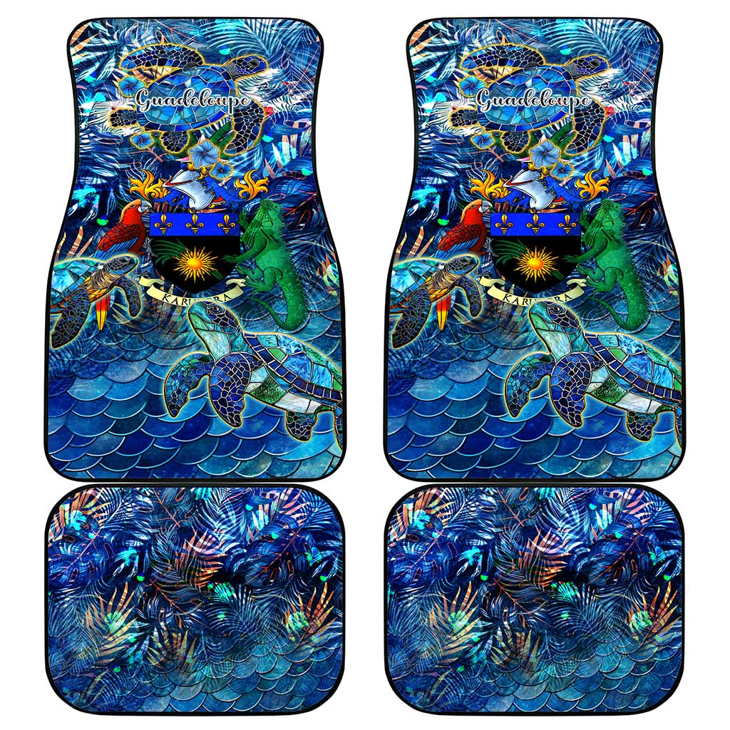 Guadeloupe Car Mats Sea Turtle Tropical Pattern