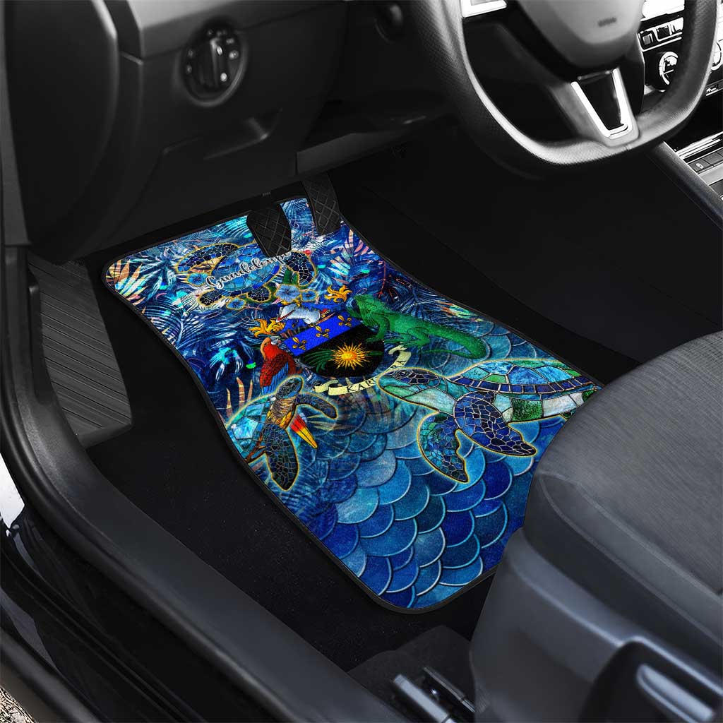 Guadeloupe Car Mats Sea Turtle Tropical Pattern