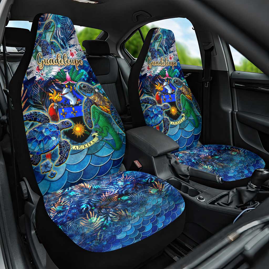Guadeloupe Car Seat Cover Sea Turtle Tropical Pattern