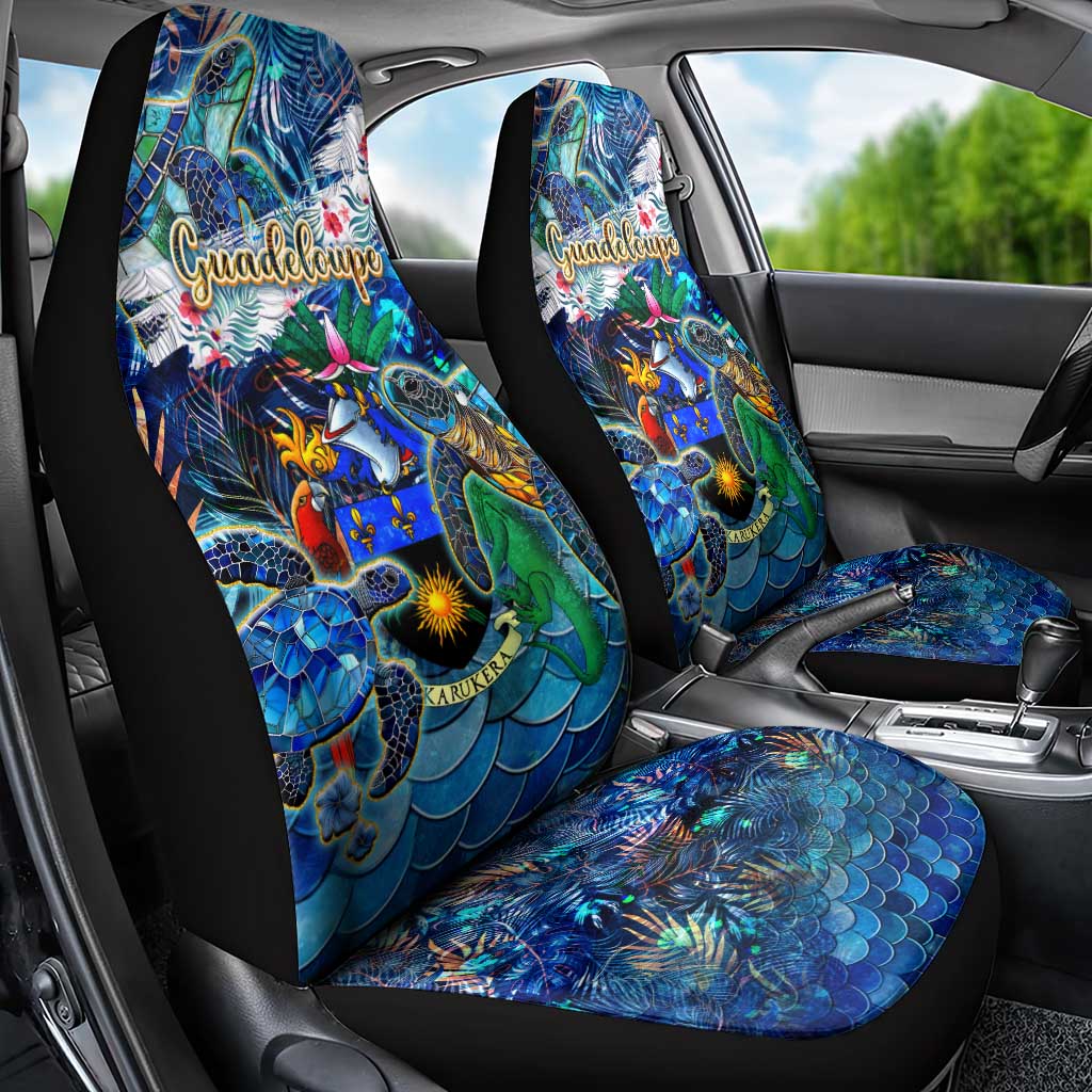 Guadeloupe Car Seat Cover Sea Turtle Tropical Pattern