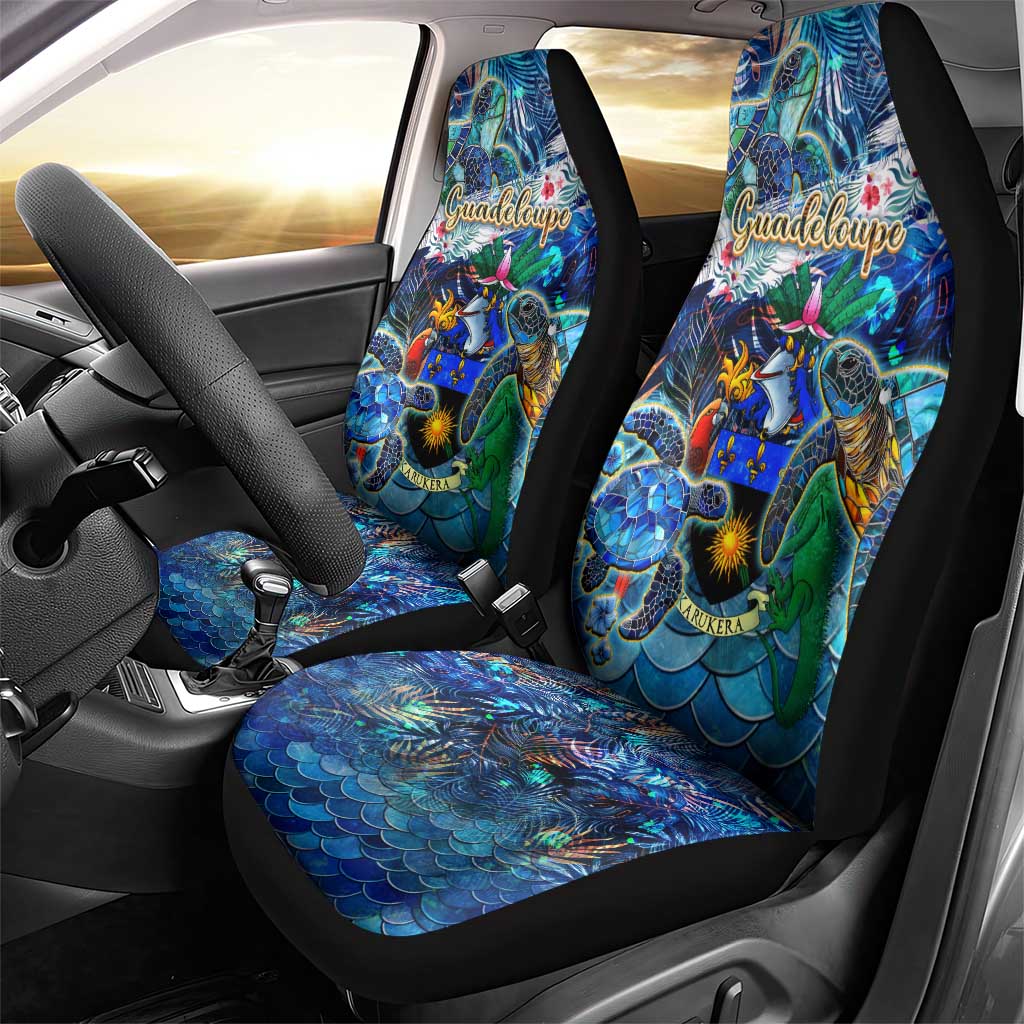 Guadeloupe Car Seat Cover Sea Turtle Tropical Pattern