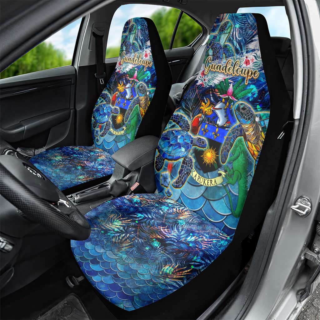 Guadeloupe Car Seat Cover Sea Turtle Tropical Pattern