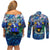 Guadeloupe Couples Matching Off Shoulder Short Dress and Long Sleeve Button Shirt Sea Turtle Tropical Pattern
