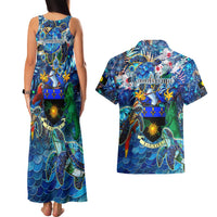 Guadeloupe Couples Matching Tank Maxi Dress and Hawaiian Shirt Sea Turtle Tropical Pattern