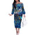 Guadeloupe Family Matching Off The Shoulder Long Sleeve Dress and Hawaiian Shirt Sea Turtle Tropical Pattern