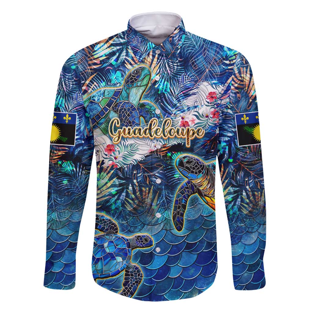 Guadeloupe Family Matching Off Shoulder Short Dress and Hawaiian Shirt Sea Turtle Tropical Pattern - Wonder Print Shop