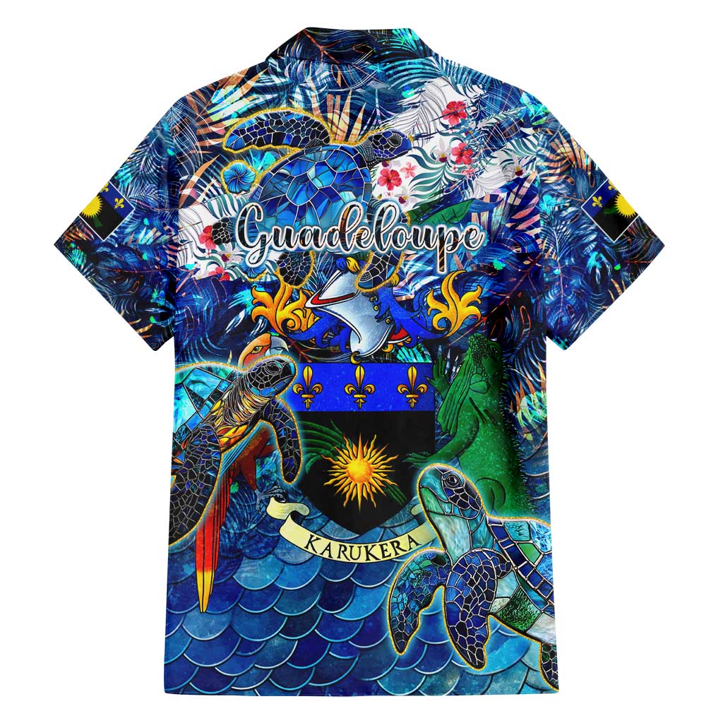 Guadeloupe Family Matching Puletasi and Hawaiian Shirt Sea Turtle Tropical Pattern