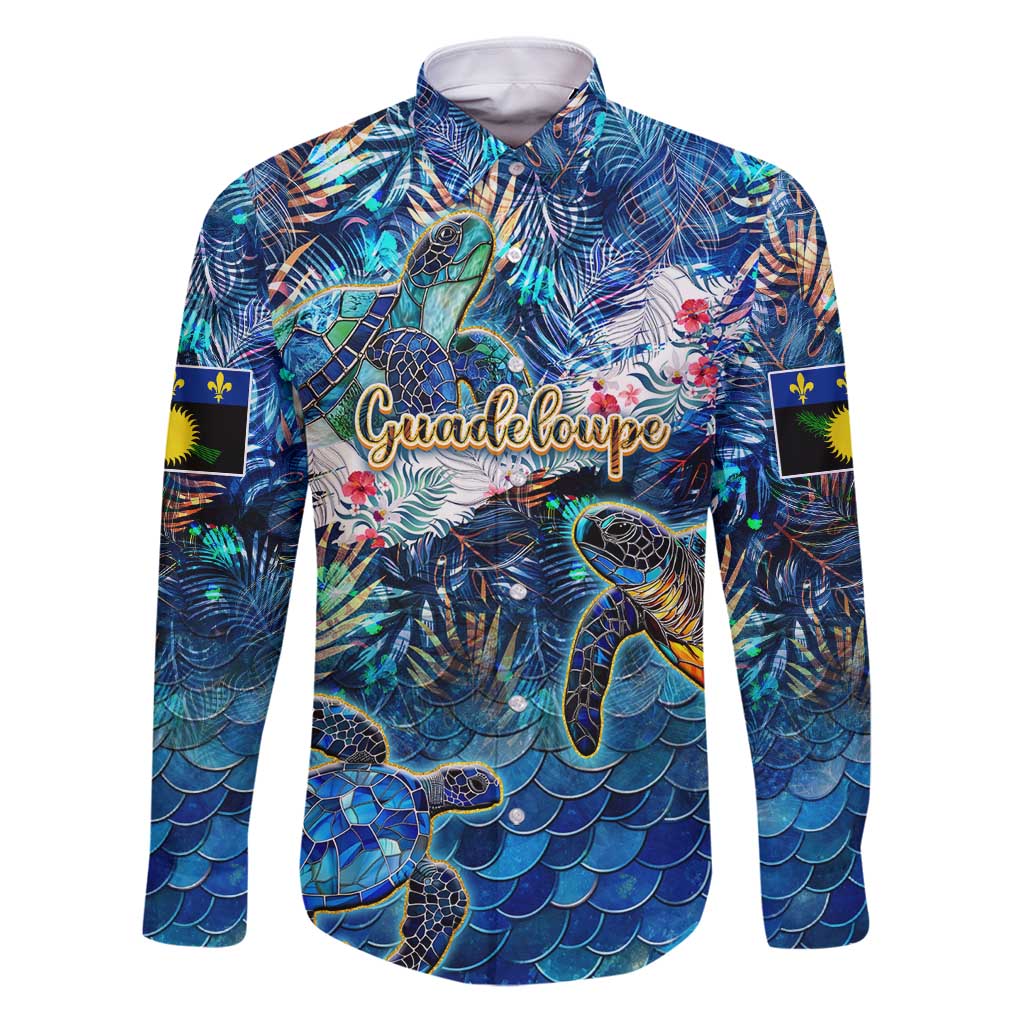 Guadeloupe Family Matching Puletasi and Hawaiian Shirt Sea Turtle Tropical Pattern