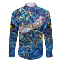 Guadeloupe Family Matching Short Sleeve Bodycon Dress and Hawaiian Shirt Sea Turtle Tropical Pattern - Wonder Print Shop