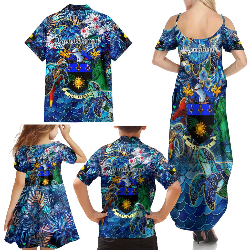 Guadeloupe Family Matching Summer Maxi Dress and Hawaiian Shirt Sea Turtle Tropical Pattern - Wonder Print Shop