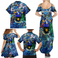 Guadeloupe Family Matching Summer Maxi Dress and Hawaiian Shirt Sea Turtle Tropical Pattern - Wonder Print Shop