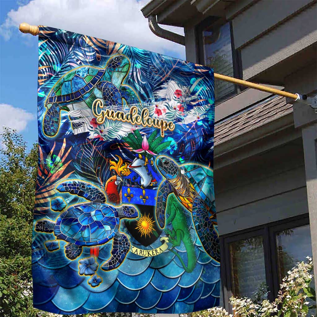 Guadeloupe Garden Flag Sea Turtle Tropical Pattern - Wonder Print Shop