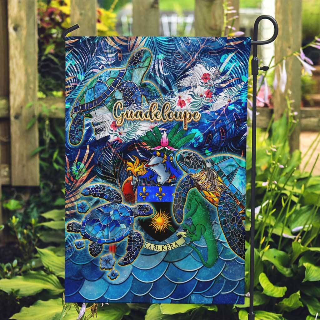 Guadeloupe Garden Flag Sea Turtle Tropical Pattern - Wonder Print Shop