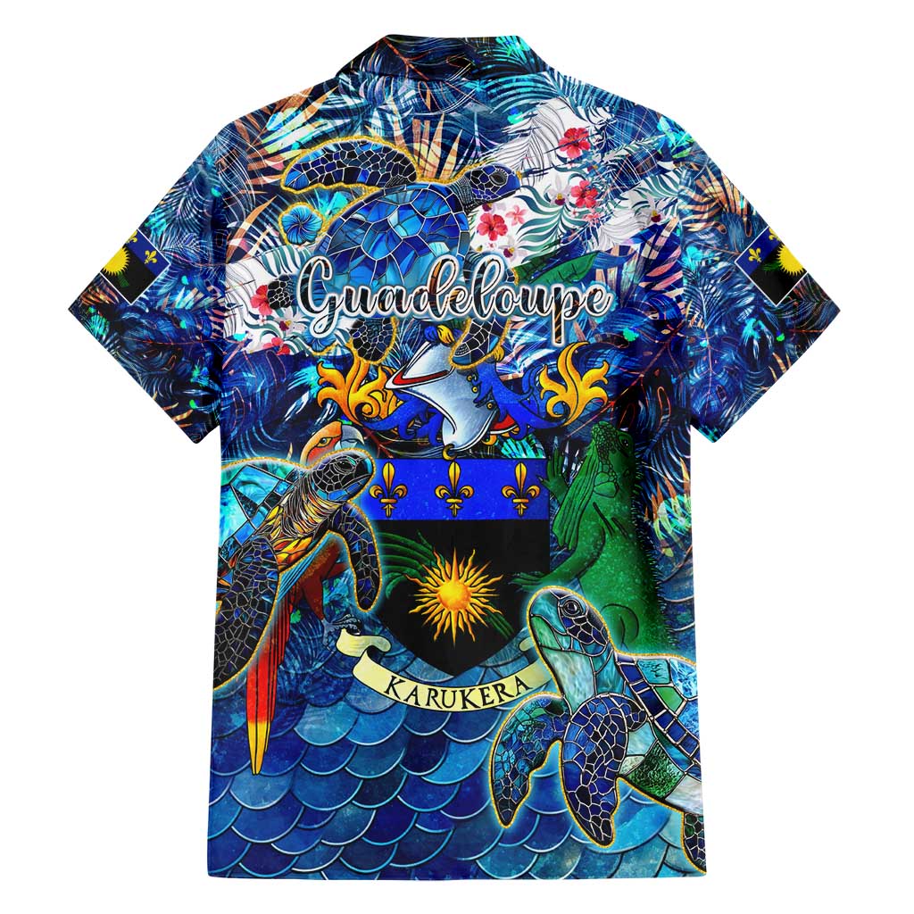 Guadeloupe Hawaiian Shirt Sea Turtle Tropical Pattern - Wonder Print Shop
