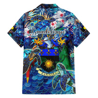 Guadeloupe Hawaiian Shirt Sea Turtle Tropical Pattern - Wonder Print Shop