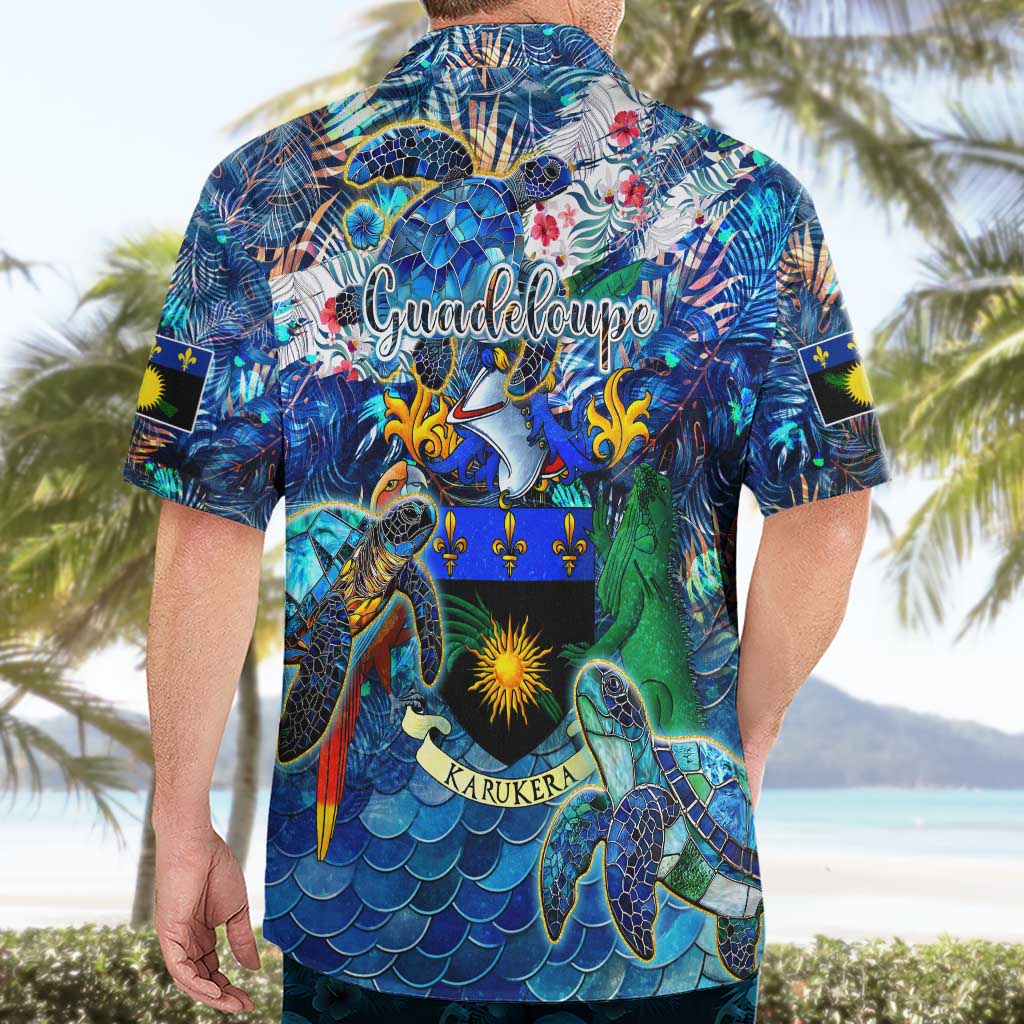 Guadeloupe Hawaiian Shirt Sea Turtle Tropical Pattern - Wonder Print Shop