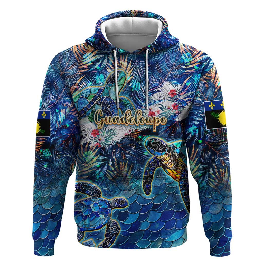 Guadeloupe Hoodie Sea Turtle Tropical Pattern - Wonder Print Shop