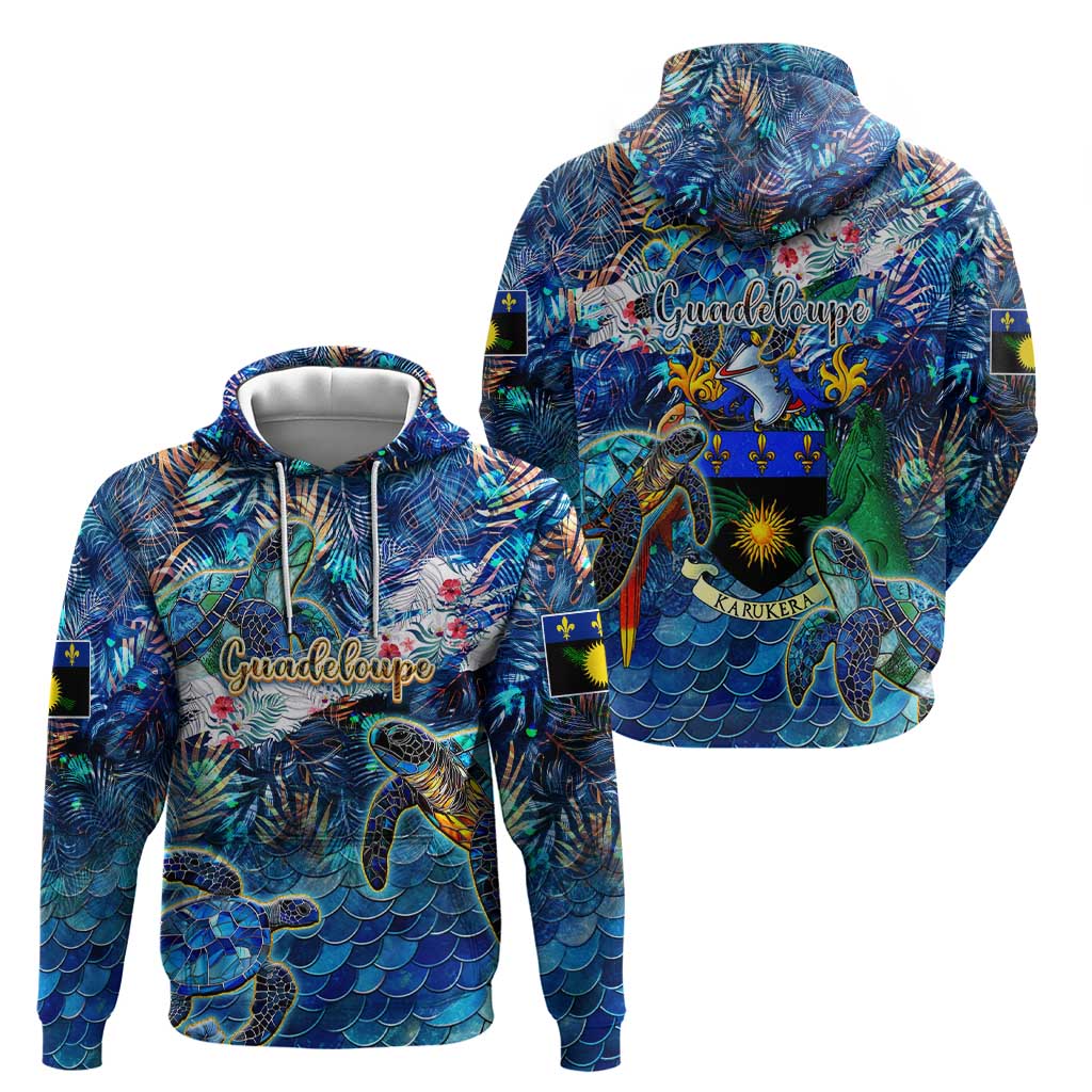 Guadeloupe Hoodie Sea Turtle Tropical Pattern - Wonder Print Shop