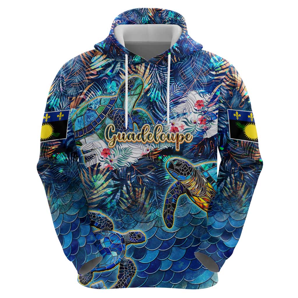 Guadeloupe Hoodie Sea Turtle Tropical Pattern - Wonder Print Shop