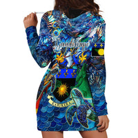 Guadeloupe Hoodie Dress Sea Turtle Tropical Pattern - Wonder Print Shop