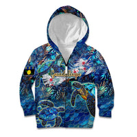 Guadeloupe Kid Hoodie Sea Turtle Tropical Pattern - Wonder Print Shop
