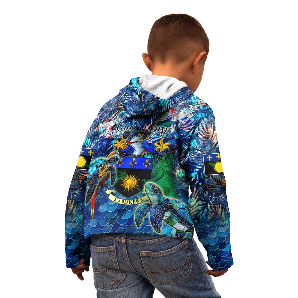 Guadeloupe Kid Hoodie Sea Turtle Tropical Pattern - Wonder Print Shop