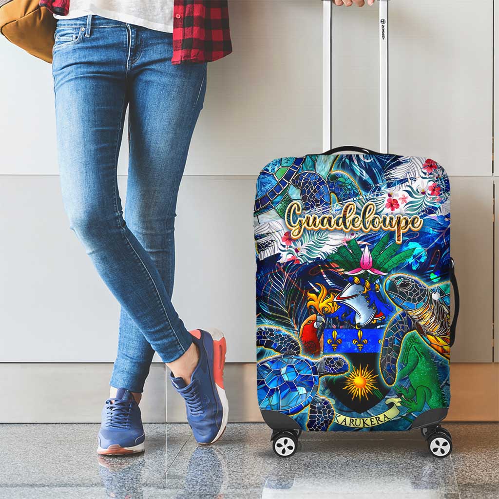 Guadeloupe Luggage Cover Sea Turtle Tropical Pattern - Wonder Print Shop