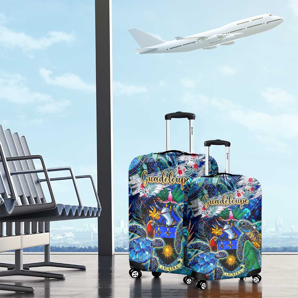 Guadeloupe Luggage Cover Sea Turtle Tropical Pattern - Wonder Print Shop