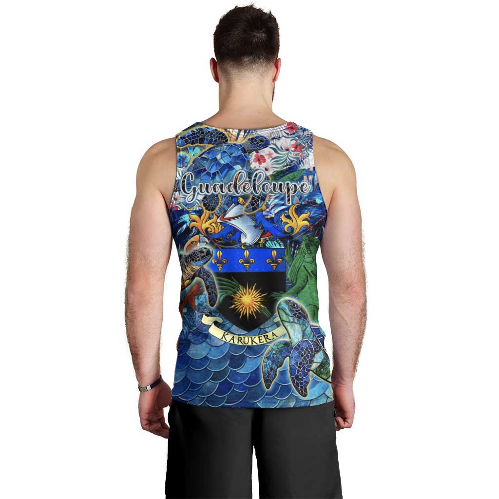 Guadeloupe Men Tank Top Sea Turtle Tropical Pattern - Wonder Print Shop