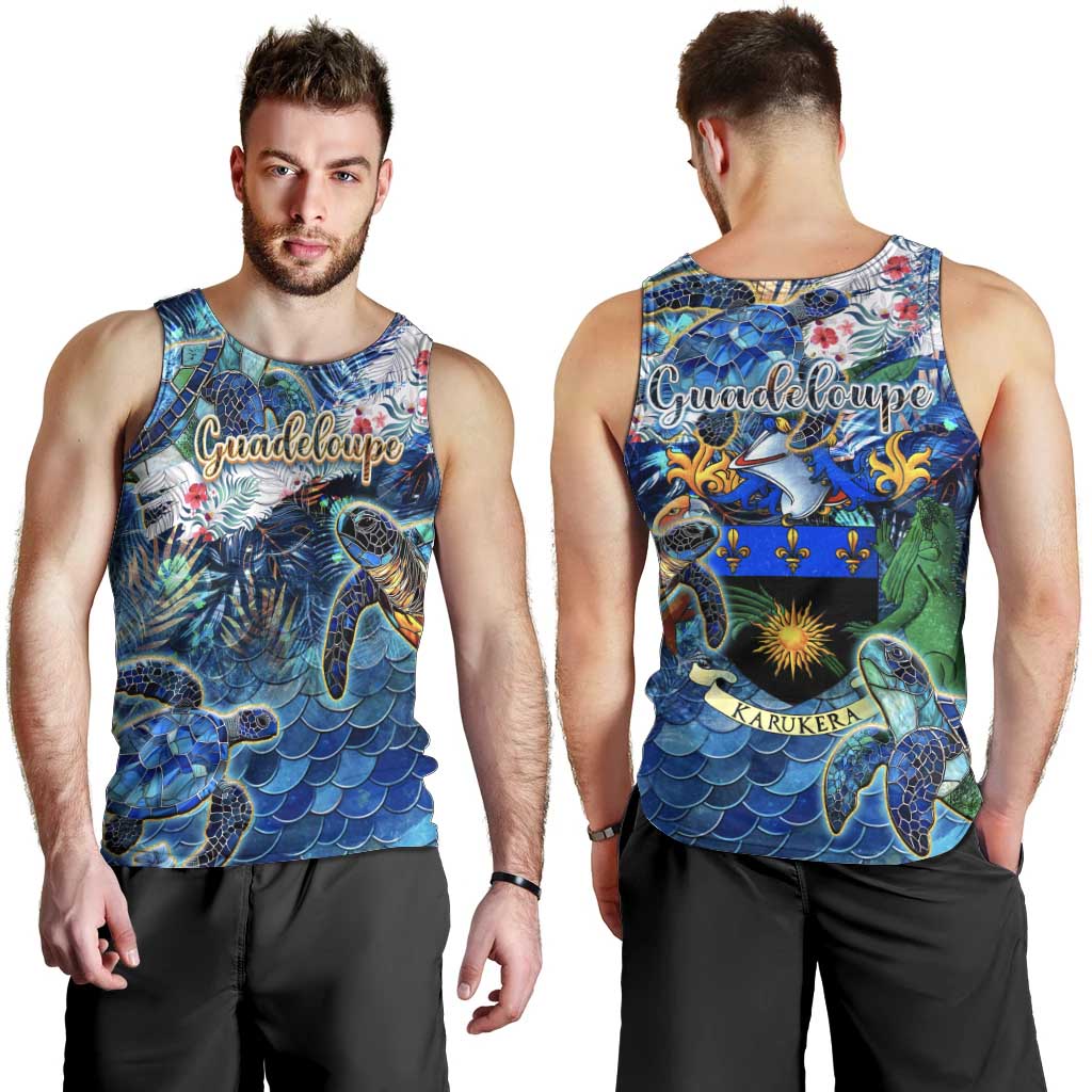 Guadeloupe Men Tank Top Sea Turtle Tropical Pattern - Wonder Print Shop