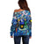 Guadeloupe Off Shoulder Sweater Sea Turtle Tropical Pattern - Wonder Print Shop