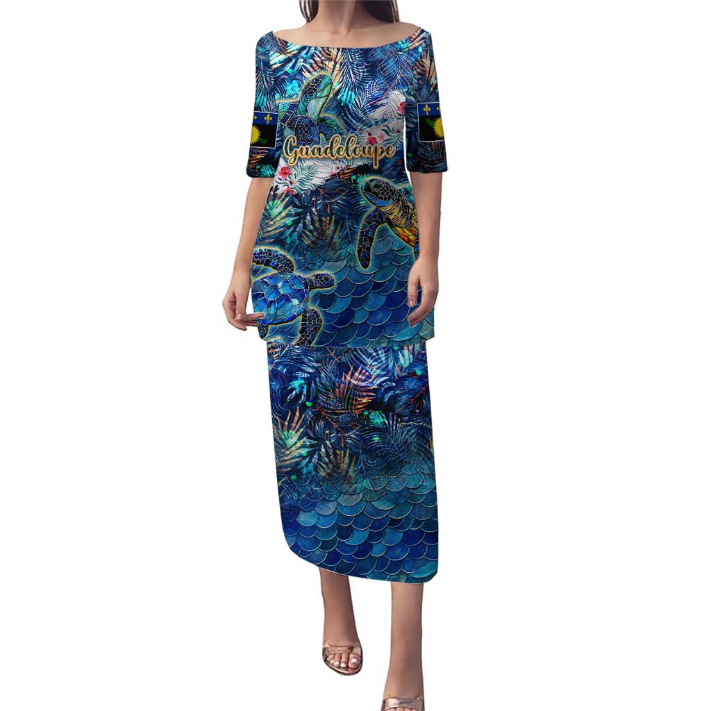 Guadeloupe Puletasi Sea Turtle Tropical Pattern - Wonder Print Shop