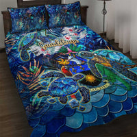 Guadeloupe Quilt Bed Set Sea Turtle Tropical Pattern - Wonder Print Shop