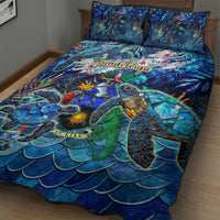Guadeloupe Quilt Bed Set Sea Turtle Tropical Pattern - Wonder Print Shop