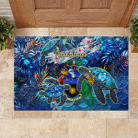 Guadeloupe Rubber Doormat Sea Turtle Tropical Pattern - Wonder Print Shop