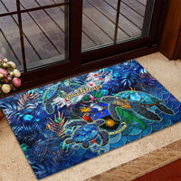 Guadeloupe Rubber Doormat Sea Turtle Tropical Pattern - Wonder Print Shop