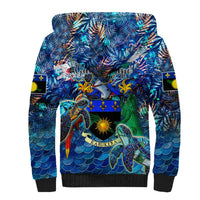 Guadeloupe Sherpa Hoodie Sea Turtle Tropical Pattern - Wonder Print Shop