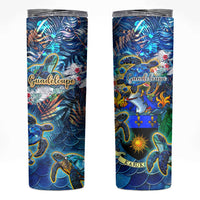 Guadeloupe Skinny Tumbler Sea Turtle Tropical Pattern - Wonder Print Shop
