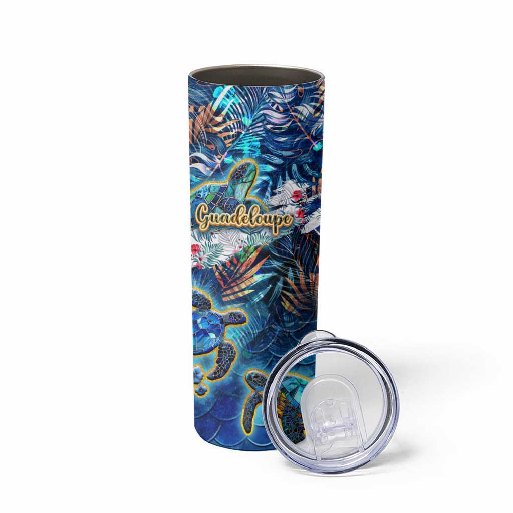 Guadeloupe Skinny Tumbler Sea Turtle Tropical Pattern - Wonder Print Shop