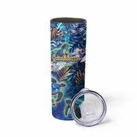 Guadeloupe Skinny Tumbler Sea Turtle Tropical Pattern - Wonder Print Shop