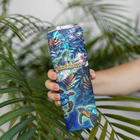 Guadeloupe Skinny Tumbler Sea Turtle Tropical Pattern - Wonder Print Shop